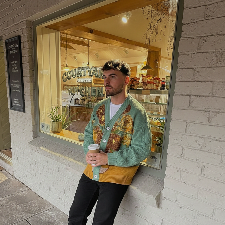 Van Gogh Vintage Cardigan Knit Sweater