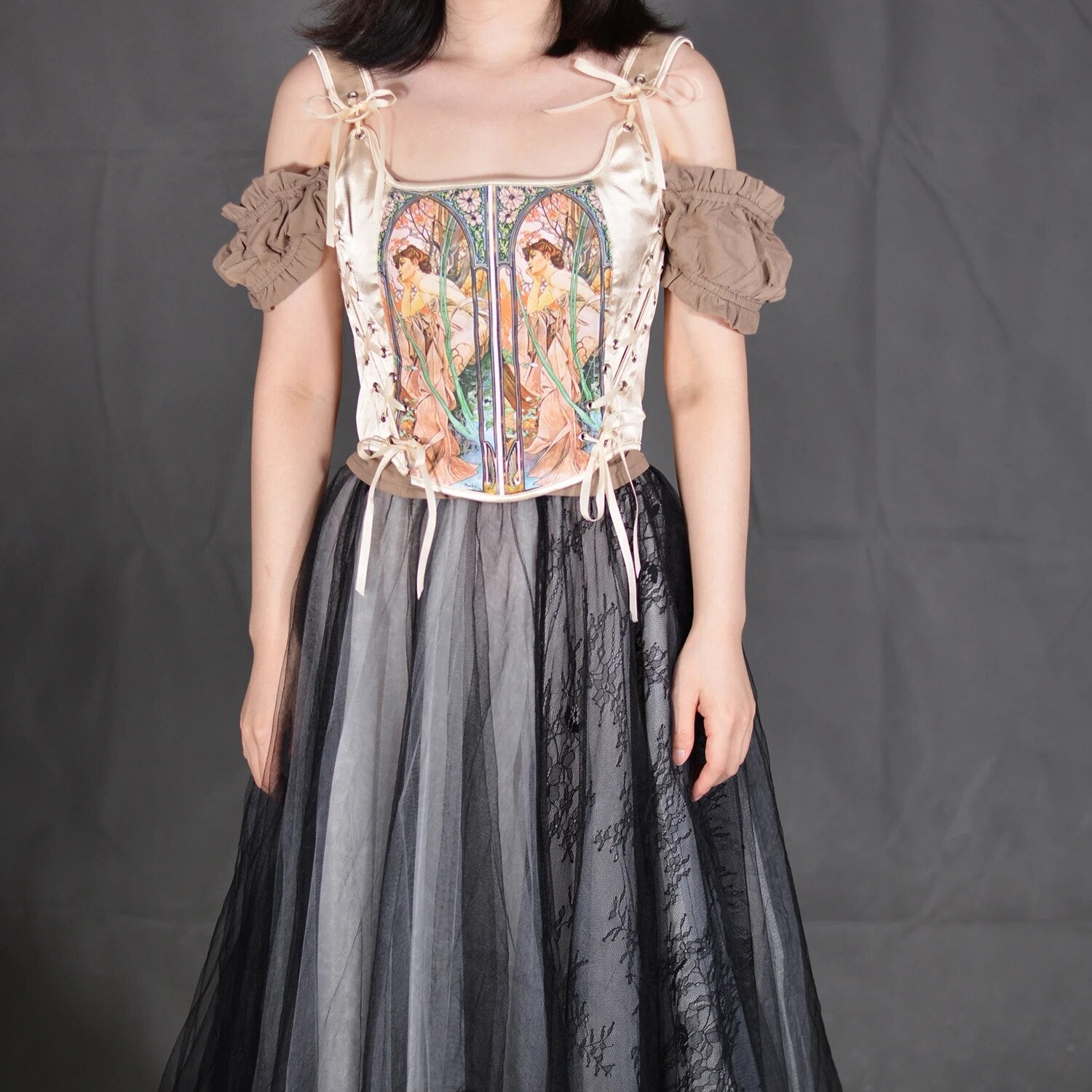 Vintage Art nouveau Corset Tank Tops