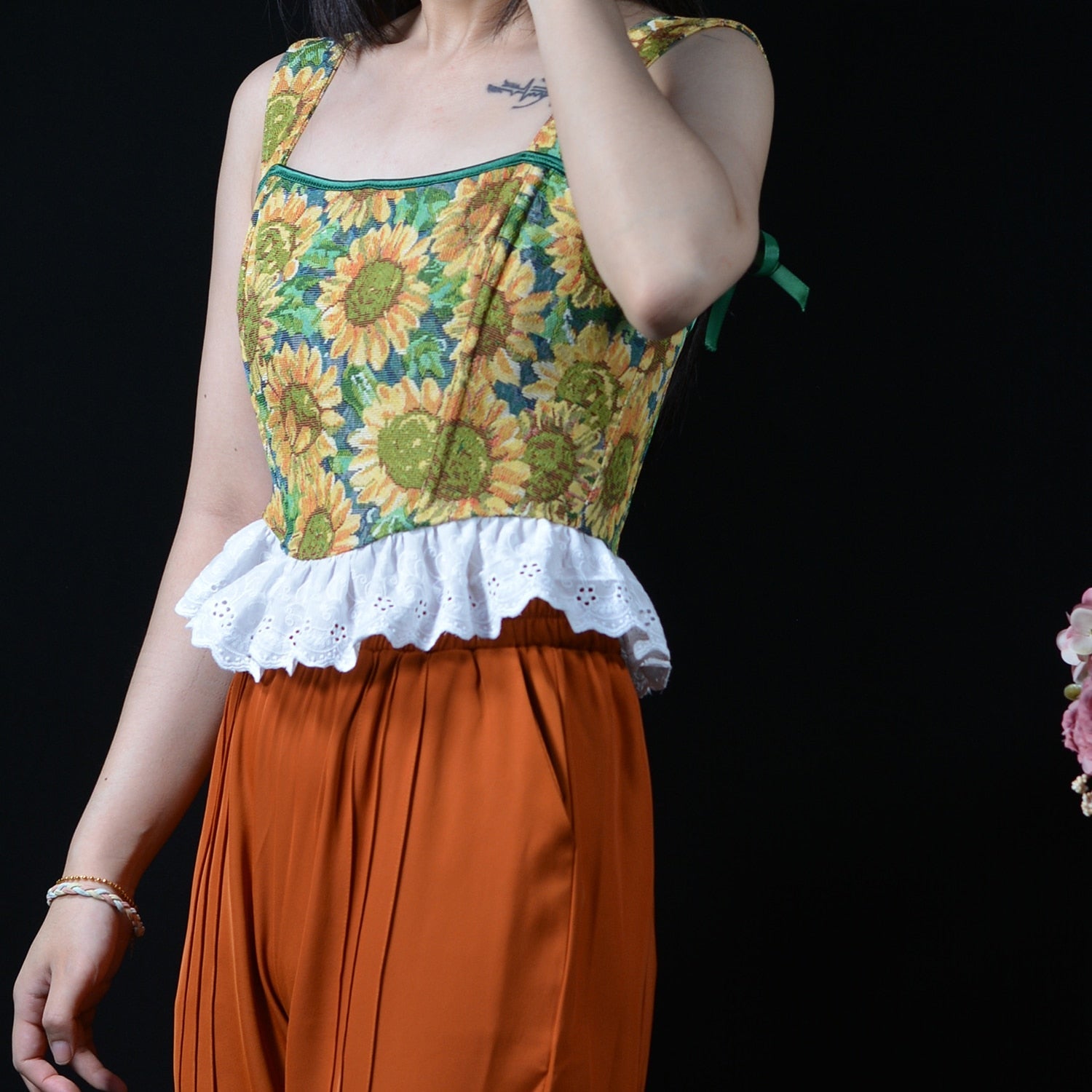 Van Gogh Sunflower Tapestry Corset top