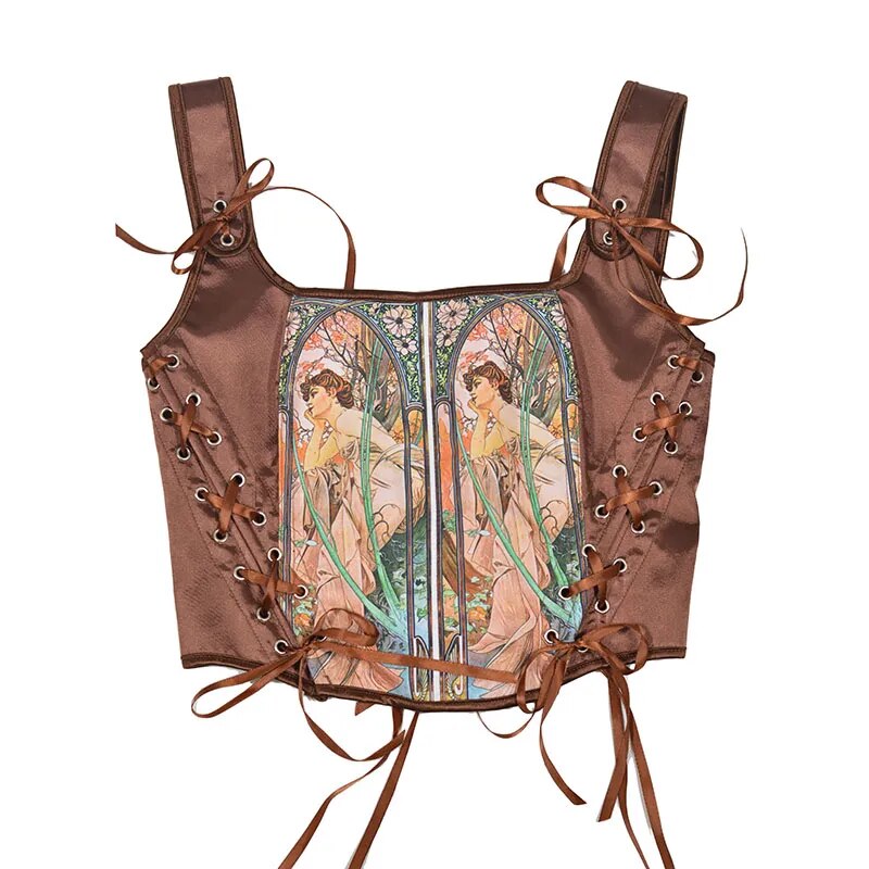 Vintage Art nouveau Corset Tank Tops