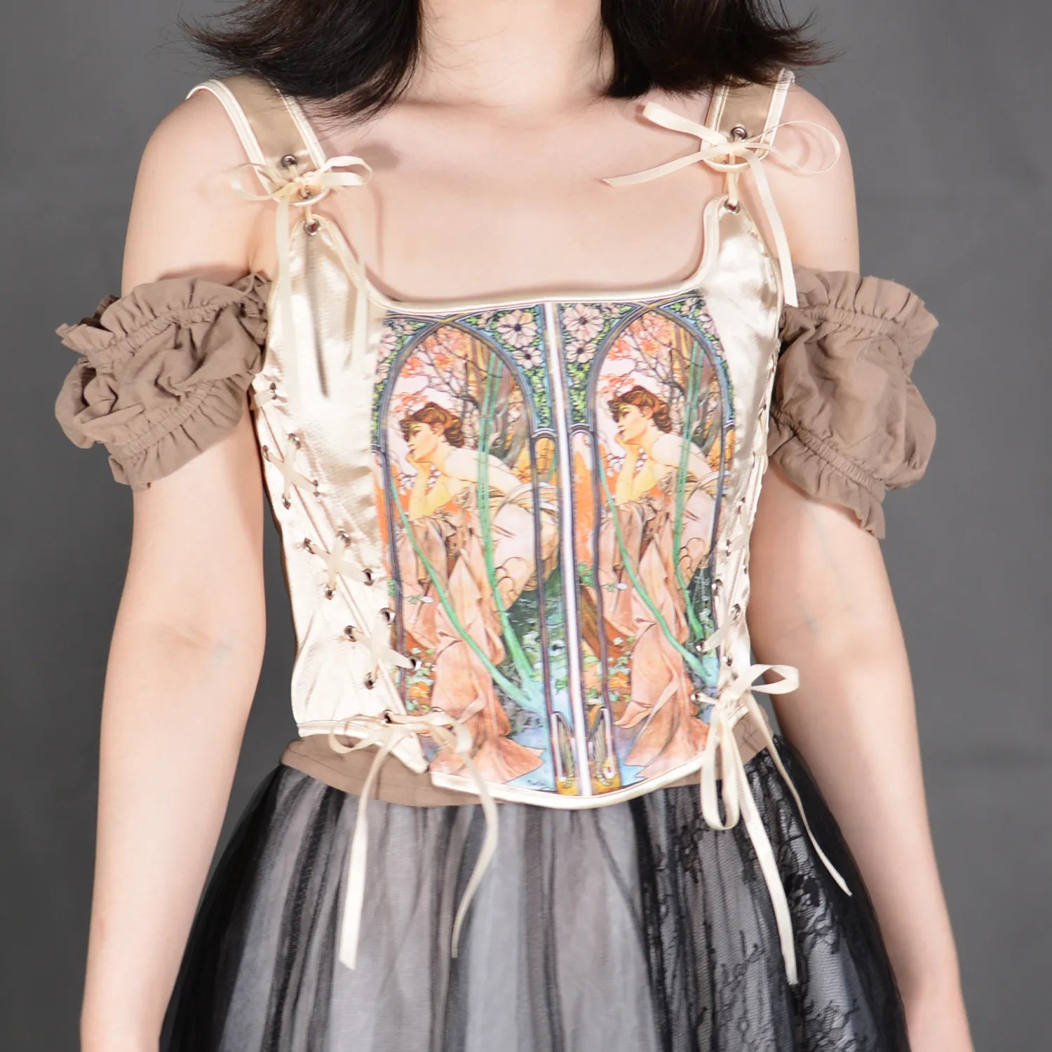Vintage Art nouveau Corset Tank Tops