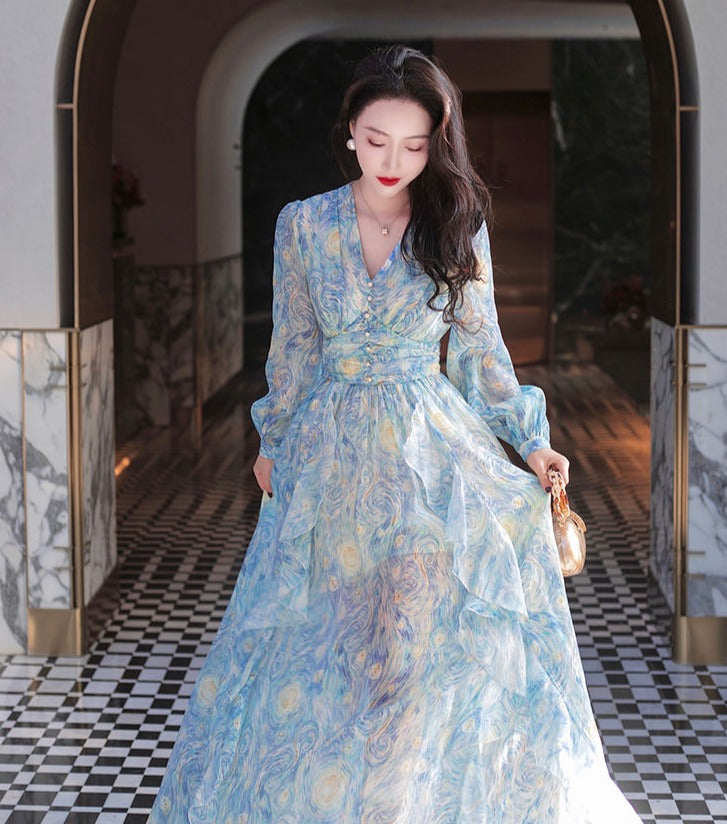 Van Gogh Starry Night dreamy long dress