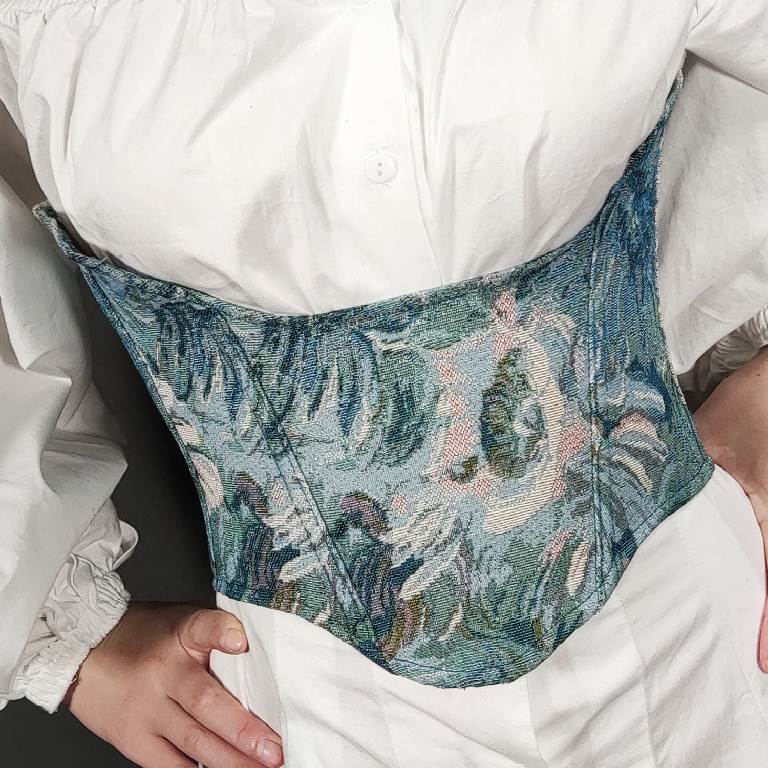 Vintage impressionist floral Underbust Corset