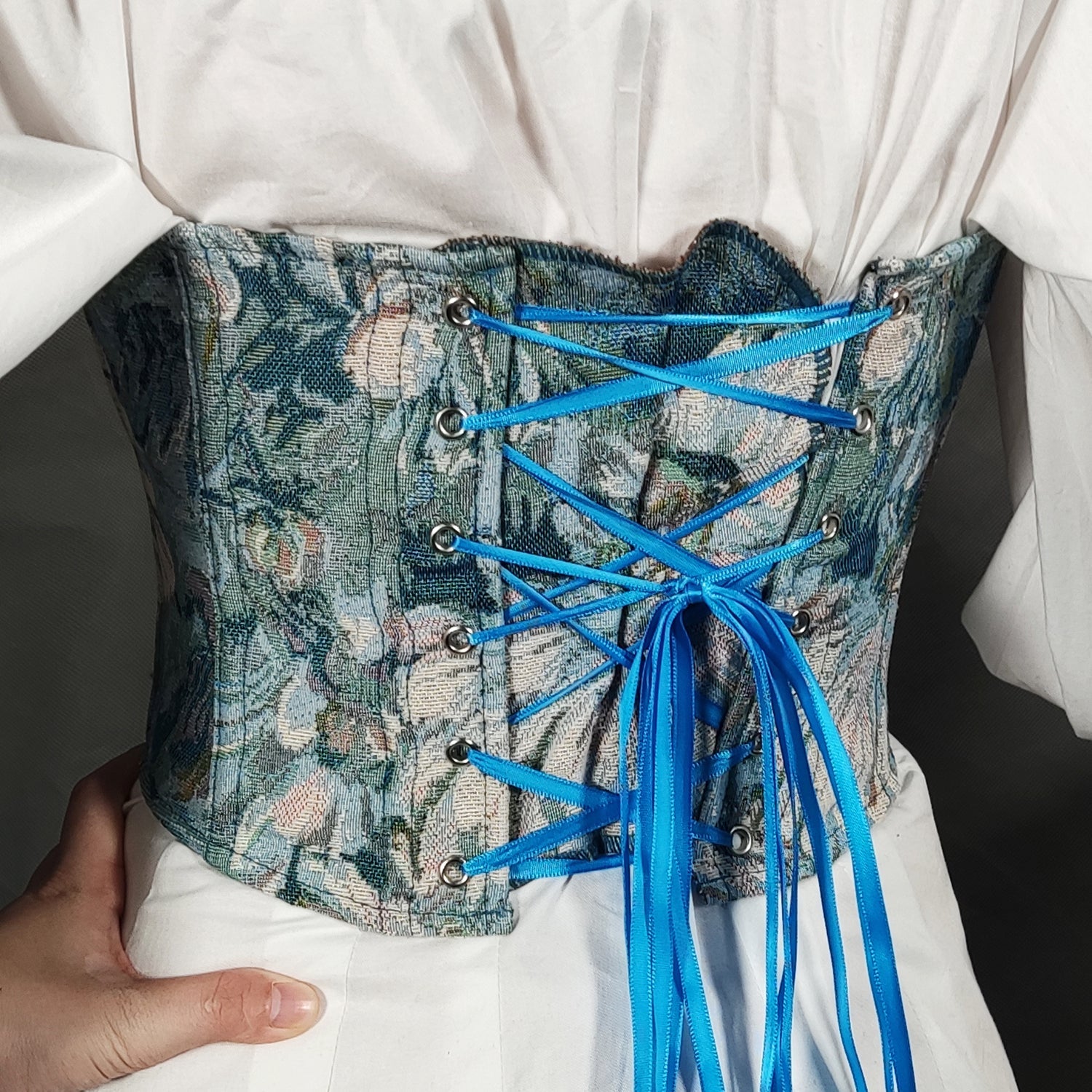 Vintage impressionist floral Underbust Corset