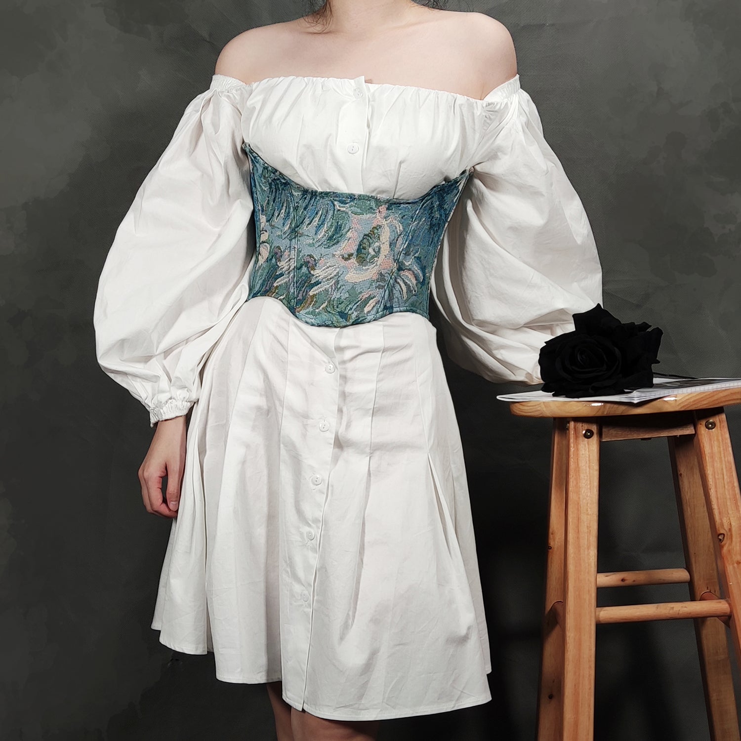 Vintage impressionist floral Underbust Corset