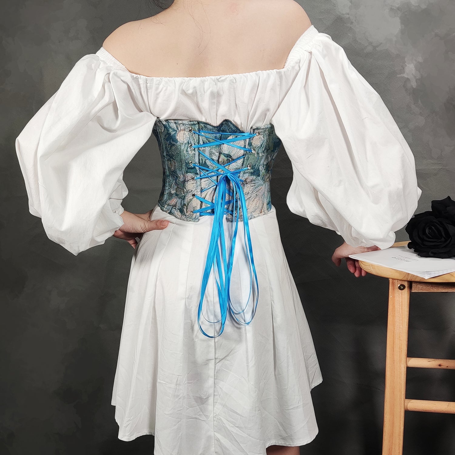 Vintage impressionist floral Underbust Corset