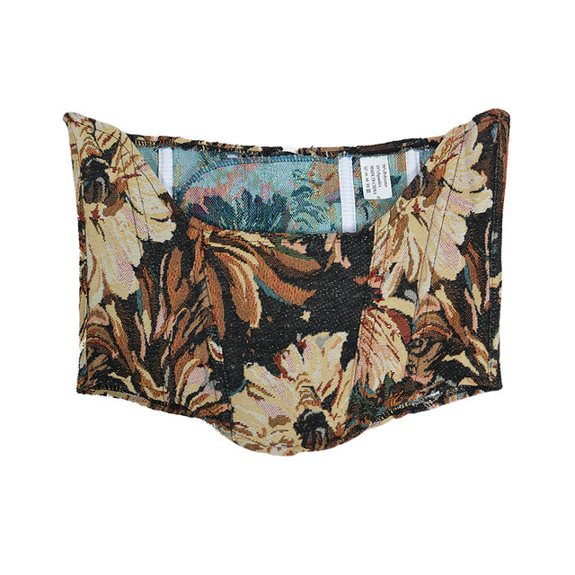 Vintage impressionist floral Underbust Corset
