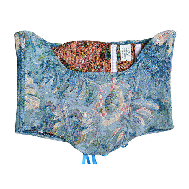 Vintage impressionist floral Underbust Corset